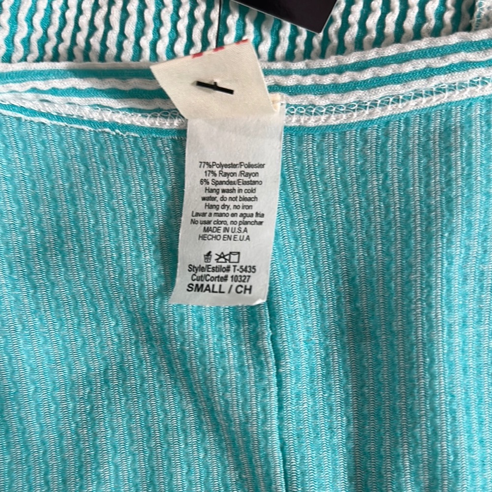 NWT 7TH RAY Ribbed Springtime Blouse in aqua‎ - Picture 4 of 4